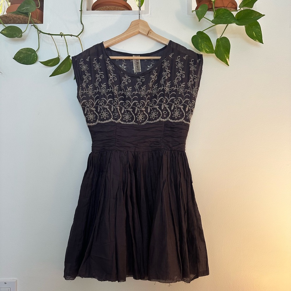 Free People Dark Indigo Dress with Embroidery